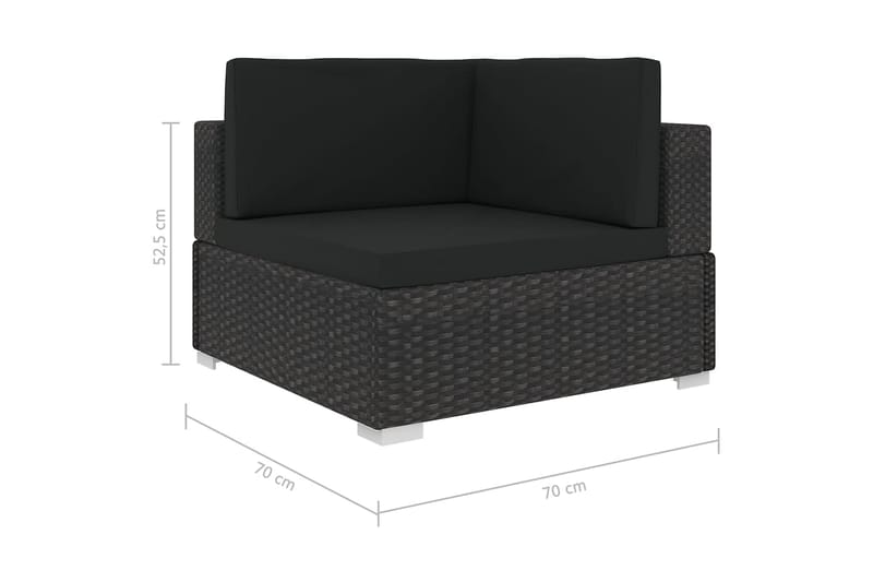 Hörnsits till Modulsoffa Utomhus 1 st med dynor konstrotting svart - Svart - Utemöbler - Övrigt utemöbler - Modulsoffa utomhus - Hörnmodul utesoffa