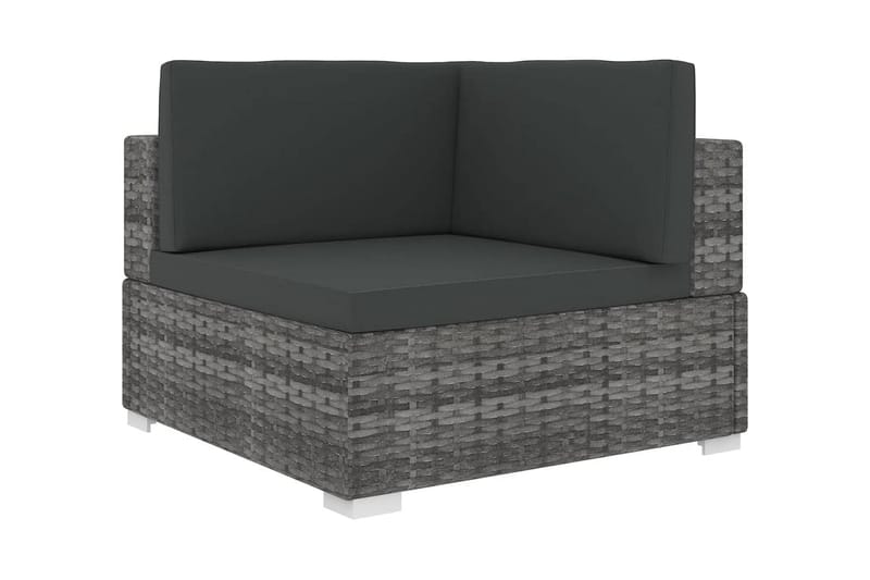 Hörnsits till Modulsoffa Utomhus med dynor 1 st konstrotting grå - Grå - Utemöbler - Övrigt utemöbler - Modulsoffa utomhus - Hörnmodul utesoffa