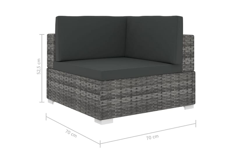 Hörnsits till Modulsoffa Utomhus med dynor 1 st konstrotting grå - Grå - Utemöbler - Övrigt utemöbler - Modulsoffa utomhus - Hörnmodul utesoffa
