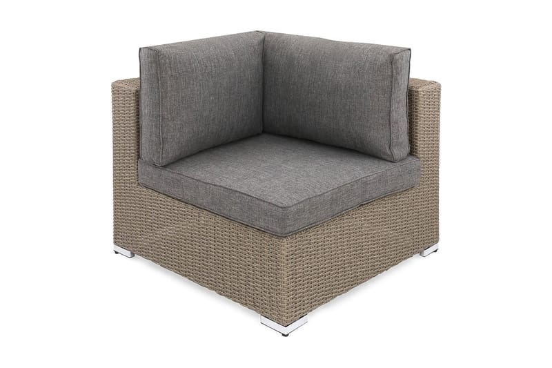 Marcus Hörnmodul utomhus med Dyna i konstrotting, Grå / Grå dynor