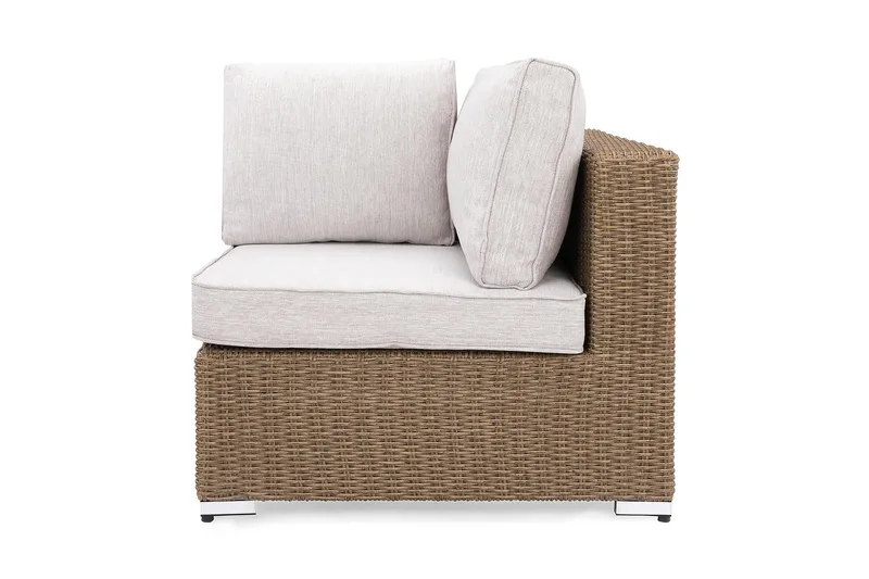 Marcus Hörnmodul utomhus med Dyna i konstrotting - Natur Beige / Vita dynor - Utemöbler - Övrigt utemöbler - Modulsoffa utomhus - Hörnmodul utesoffa