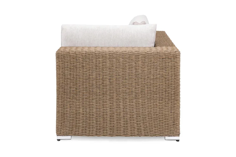 Marcus Hörnmodul utomhus med Dyna i konstrotting - Natur Beige / Vita dynor - Utemöbler - Övrigt utemöbler - Modulsoffa utomhus - Hörnmodul utesoffa