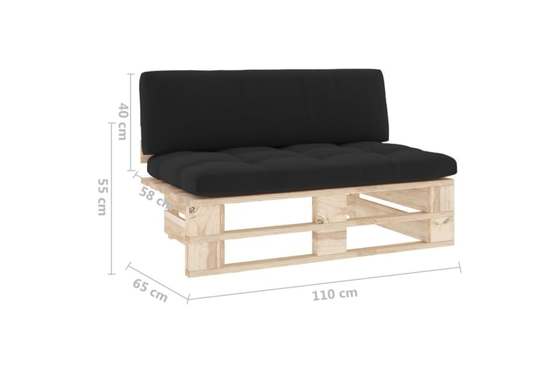 Mittensektion till Pallsoffa Utomhus impregnerad furu - Svart - Utemöbler - Övrigt utemöbler - Modulsoffa utomhus - Mittmodul utesoffa