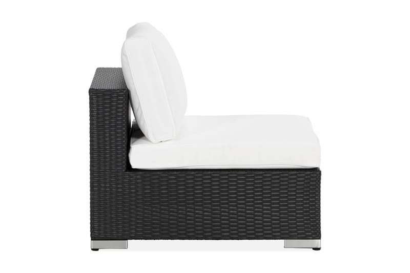 Bahamas Mittmodul utomhus i konstrotting - Svart / Vit - Utemöbler - Övrigt utemöbler - Modulsoffa utomhus - Mittmodul utesoffa