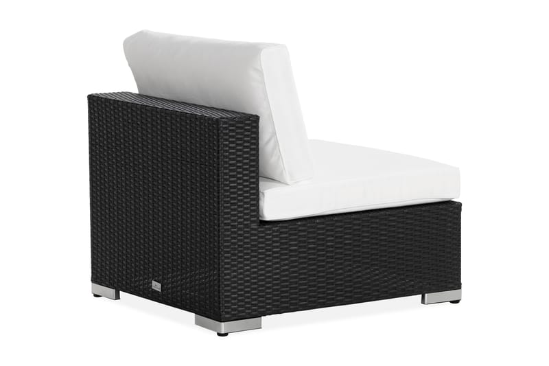 Bahamas Mittmodul utomhus i konstrotting - Svart / Vit - Utemöbler - Övrigt utemöbler - Modulsoffa utomhus - Mittmodul utesoffa