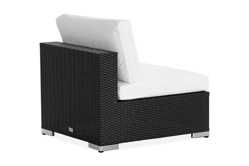 Bahamas Mittmodul utomhus i konstrotting - Svart / Vit - Utemöbler - Övrigt utemöbler - Modulsoffa utomhus - Mittmodul utesoffa