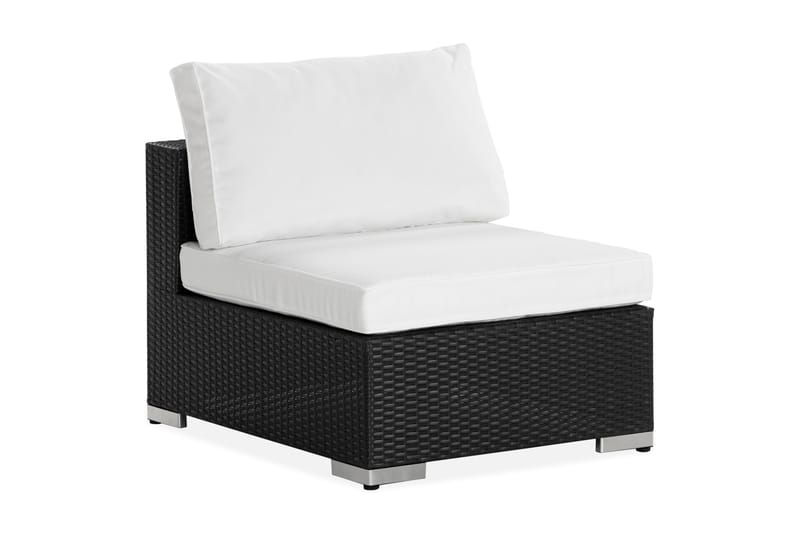 Bahamas Mittmodul utomhus i konstrotting - Svart / Vit - Utemöbler - Övrigt utemöbler - Modulsoffa utomhus - Mittmodul utesoffa