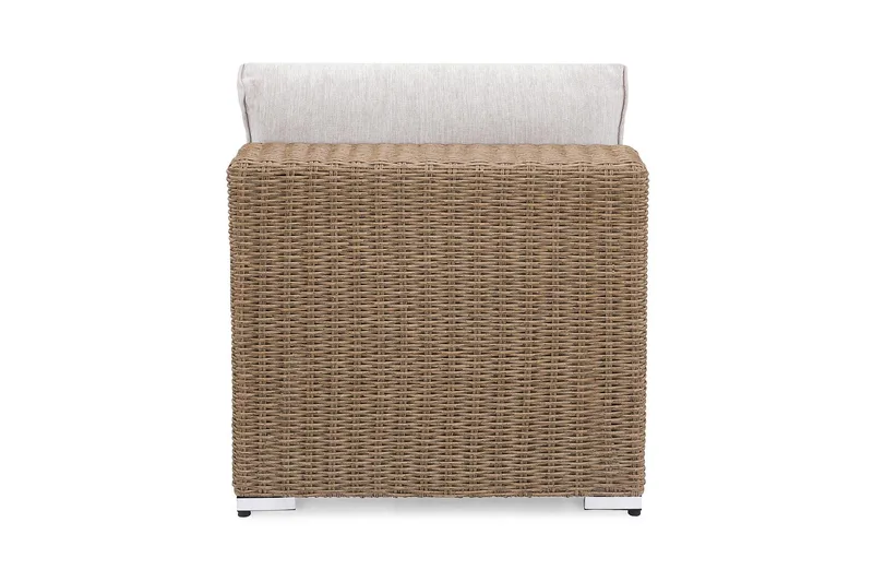 Marcus Mittmodul utomhus med Dyna i Konstrotting - Natur Beige / Vita dynor - Utemöbler - Övrigt utemöbler - Modulsoffa utomhus - Mittmodul utesoffa