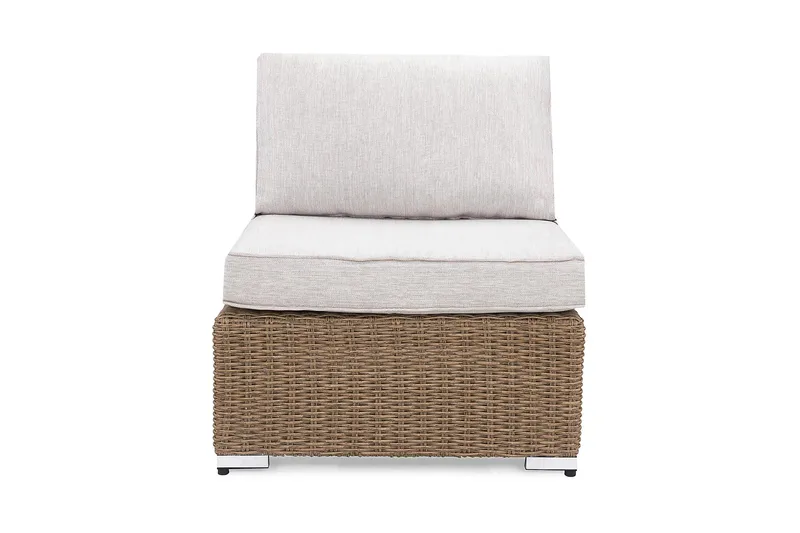 Marcus Mittmodul utomhus med Dyna i Konstrotting - Natur Beige / Vita dynor - Utemöbler - Övrigt utemöbler - Modulsoffa utomhus - Mittmodul utesoffa