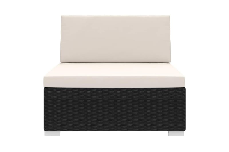 Mittensits till Modulsoffa Utomhus 1 st med dynor konstrotting svart - Svart - Utemöbler - Övrigt utemöbler - Modulsoffa utomhus - Mittmodul utesoffa