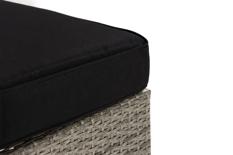 Bahamas Divanmodul - Loungebord utomhus 75x75 cm till soffgrupp i konstrotting med glasskiva - Grå / Svart dyna - Utemöbler - Övrigt utemöbler - Modulsoffa utomhus - Övriga moduler utesoffor