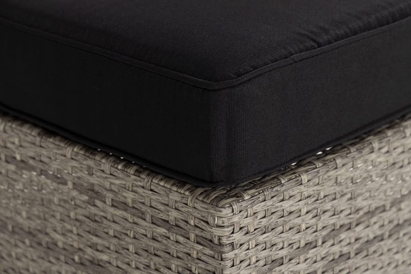 Bahamas Divanmodul - Loungebord utomhus 75x75 cm till soffgrupp i konstrotting med glasskiva - Grå / Svart dyna - Utemöbler - Övrigt utemöbler - Modulsoffa utomhus - Övriga moduler utesoffor