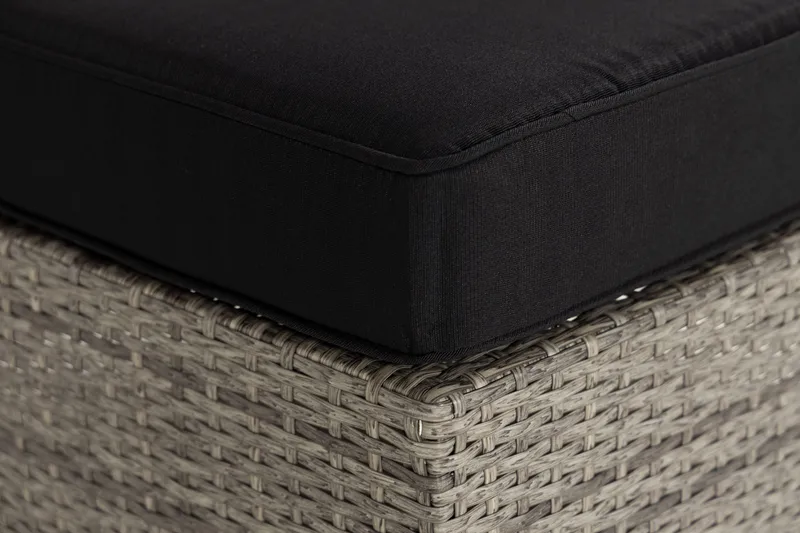 Bahamas Divanmodul - Loungebord utomhus 75x75 cm till soffgrupp i konstrotting med glasskiva - Grå / Svart dyna - Utemöbler - Övrigt utemöbler - Modulsoffa utomhus - Övriga moduler utesoffor