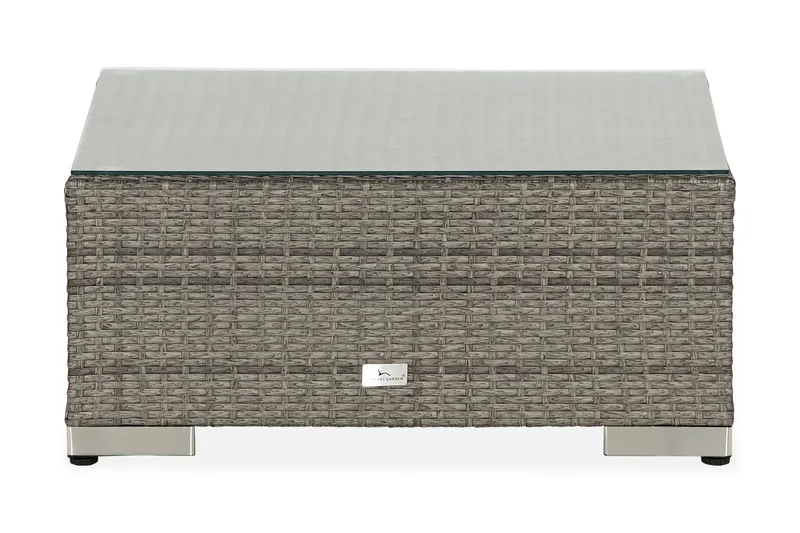 Bahamas Divanmodul - Loungebord utomhus 75x75 cm till soffgrupp i konstrotting med glasskiva - Grå / Svart dyna - Utemöbler - Övrigt utemöbler - Modulsoffa utomhus - Övriga moduler utesoffor