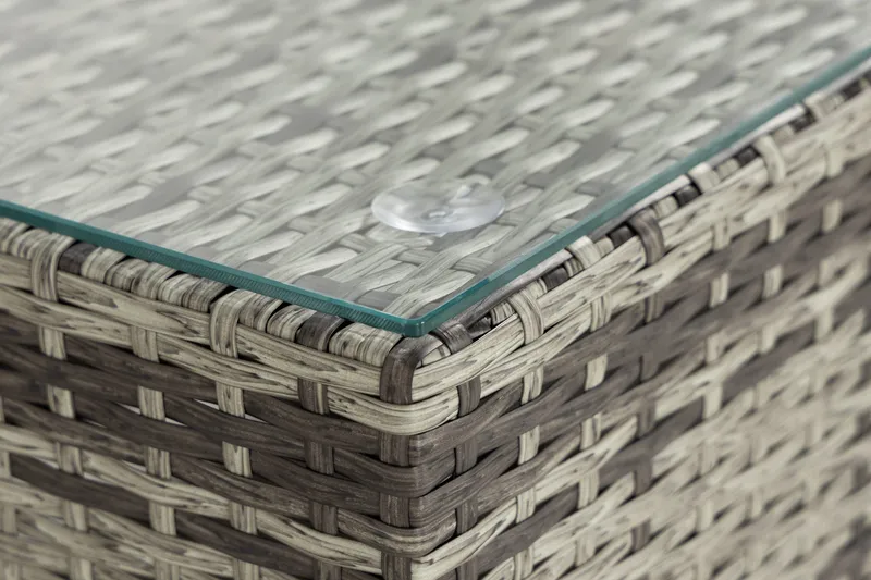 Bahamas Divanmodul - Loungebord utomhus 75x75 cm till soffgrupp i konstrotting med glasskiva - Grå / Svart dyna - Utemöbler - Övrigt utemöbler - Modulsoffa utomhus - Övriga moduler utesoffor