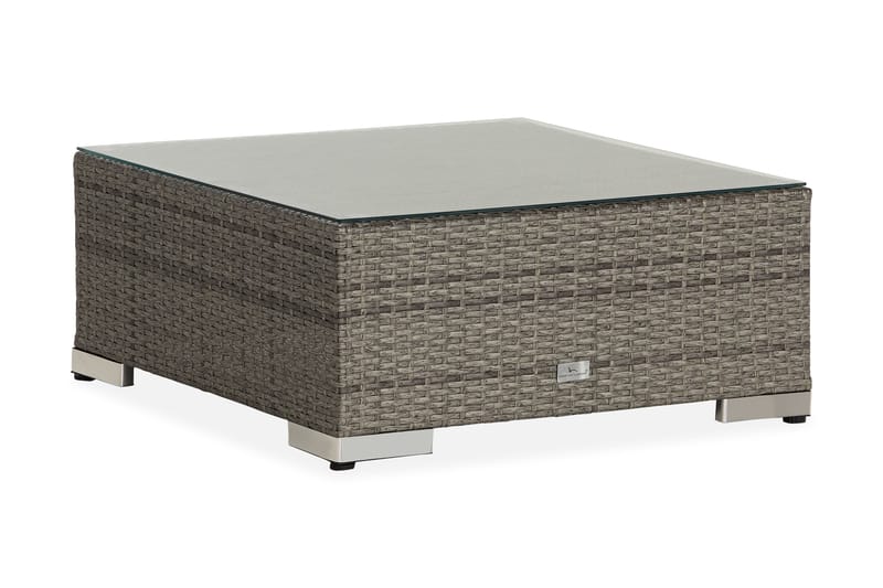Bahamas Divanmodul - Loungebord utomhus 75x75 cm till soffgrupp i konstrotting med glasskiva - Grå / Svart dyna - Utemöbler - Övrigt utemöbler - Modulsoffa utomhus - Övriga moduler utesoffor