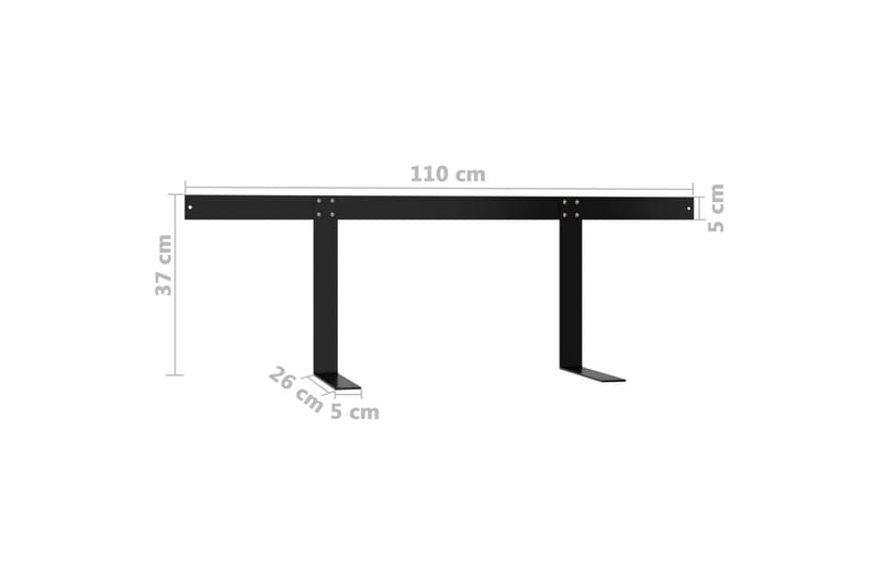 Ryggstöd för Pallsoffa Utomhus svart 110 cm järn - Svart - Utemöbler - Balkong - Balkongmöbler - Balkongstolar