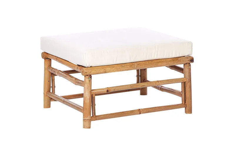 Trädgårdsfotpall Cerreto Vit/ljust trä, Vit/ljust trä