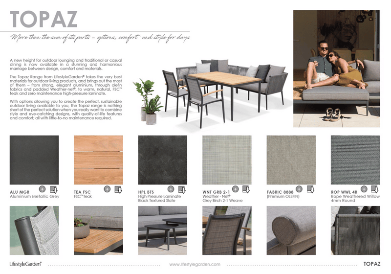 U-Soffa Utomhus TOPAZ 6-sits - magnesiumgrå - Utemöbler - Utesoffor & bänkar - Loungesoffa