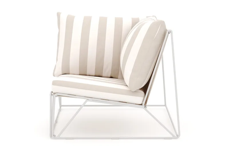 Usteryd hörnmodul utomhus i järn med vattenavisande randig dyna - Beige - Utemöbler - Övrigt utemöbler - Modulsoffa utomhus - Hörnmodul utesoffa