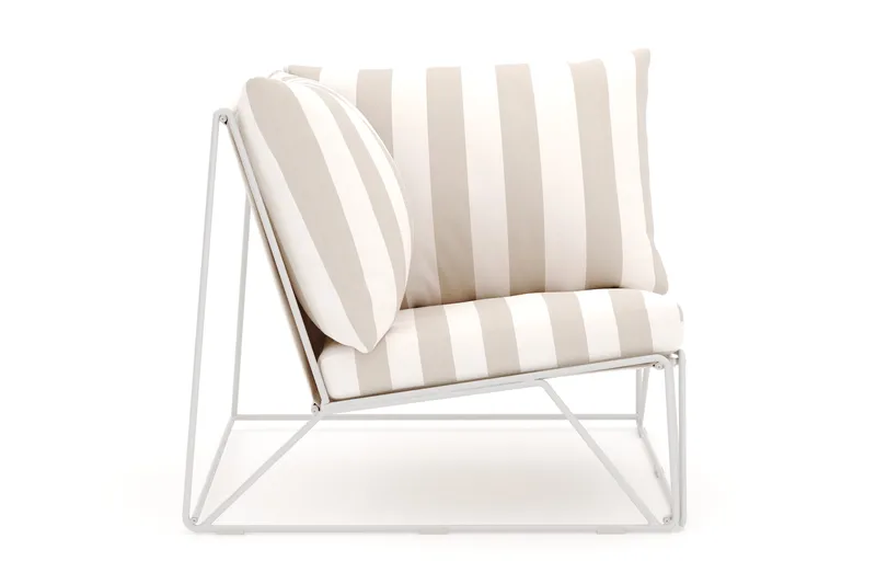 Usteryd hörnmodul utomhus i järn med vattenavisande randig dyna - Beige - Utemöbler - Övrigt utemöbler - Modulsoffa utomhus - Hörnmodul utesoffa