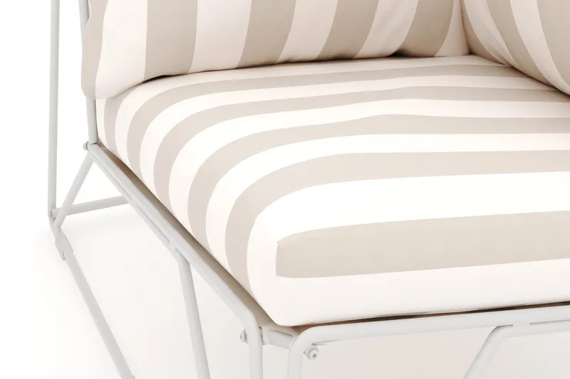 Usteryd hörnmodul utomhus i järn med vattenavisande randig dyna - Beige - Utemöbler - Övrigt utemöbler - Modulsoffa utomhus - Hörnmodul utesoffa