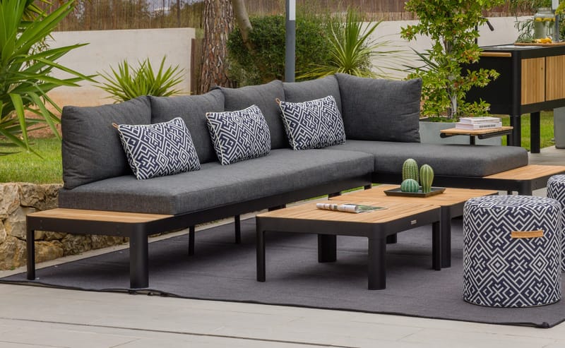 Utomhus modulsoffa Portals 3-sits - svart - Utemöbler - Utesoffor & bänkar - Loungesoffa