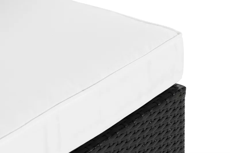 Bahamas Vänstermodul utomhus 140 cm i konstrotting - Svart / Vita dynor - Utemöbler - Övrigt utemöbler - Modulsoffa utomhus - Vänstermodul utesoffa