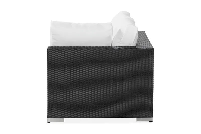 Bahamas Vänstermodul utomhus 140 cm i konstrotting - Svart / Vita dynor - Utemöbler - Övrigt utemöbler - Modulsoffa utomhus - Vänstermodul utesoffa