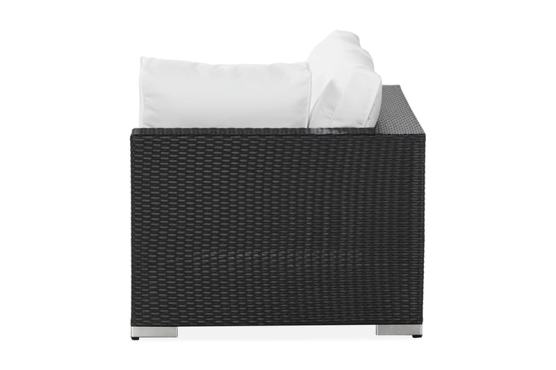 Bahamas Vänstermodul utomhus 140 cm i konstrotting - Svart / Vita dynor - Utemöbler - Övrigt utemöbler - Modulsoffa utomhus - Vänstermodul utesoffa