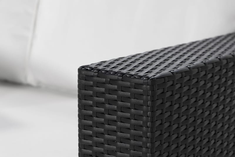Bahamas Vänstermodul utomhus 140 cm i konstrotting - Svart / Vita dynor - Utemöbler - Övrigt utemöbler - Modulsoffa utomhus - Vänstermodul utesoffa
