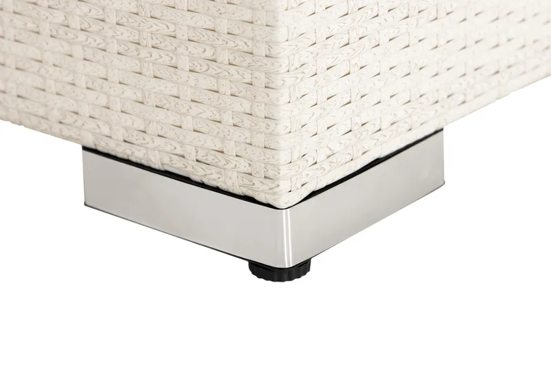 Bahamas Vänstermodul utomhus 140 cm i konstrotting - Vit / Ljusgrå dynor - Utemöbler - Övrigt utemöbler - Modulsoffa utomhus - Vänstermodul utesoffa