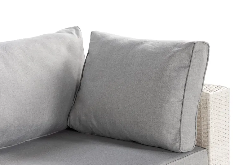 Bahamas Vänstermodul utomhus 140 cm i konstrotting - Vit / Ljusgrå dynor - Utemöbler - Övrigt utemöbler - Modulsoffa utomhus - Vänstermodul utesoffa