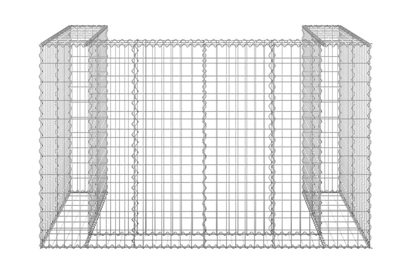 Gabionmur för soptunnor galvaniserat stål 180x100x110 cm - Silver - Utemöbler - Övrigt utemöbler - Tillbehör - Staket & grindar