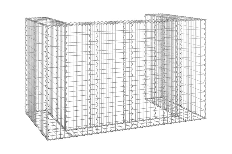 Gabionmur för soptunnor galvaniserat stål 180x100x110 cm - Silver - Utemöbler - Övrigt utemöbler - Tillbehör - Staket & grindar
