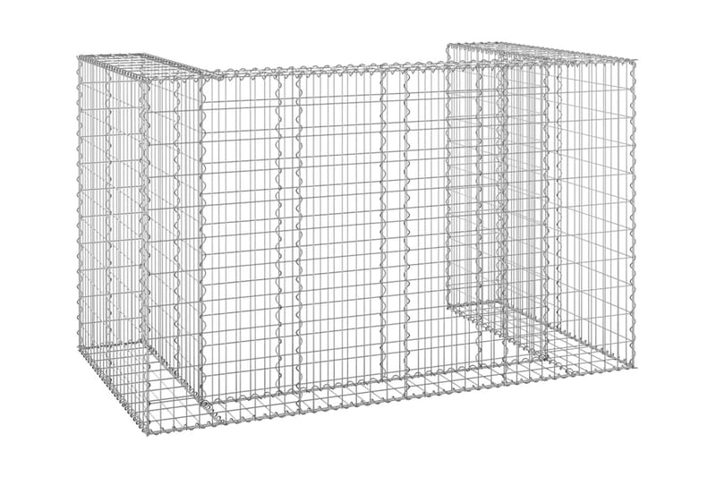 Gabionmur för soptunnor galvaniserat stål 180x100x110 cm - Silver - Staket & grindar