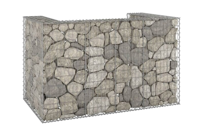 Gabionmur för soptunnor galvaniserat stål 180x100x110 cm - Silver - Utemöbler - Övrigt utemöbler - Tillbehör - Staket & grindar