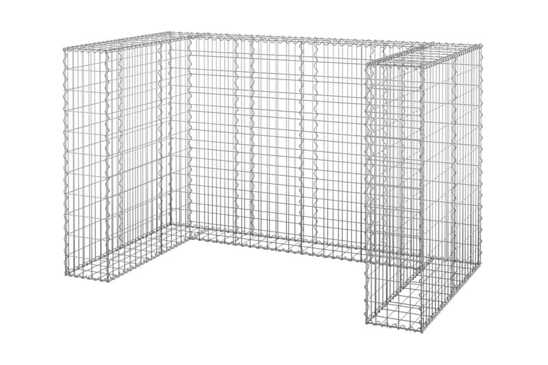 Gabionmur för soptunnor galvaniserat stål 180x100x110 cm - Silver - Utemöbler - Övrigt utemöbler - Tillbehör - Staket & grindar