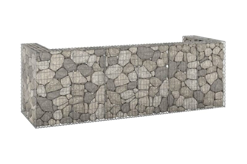 Gabionmur för soptunnor galvaniserat stål 320x100x110 cm - Silver - Utemöbler - Övrigt utemöbler - Tillbehör - Staket & grindar