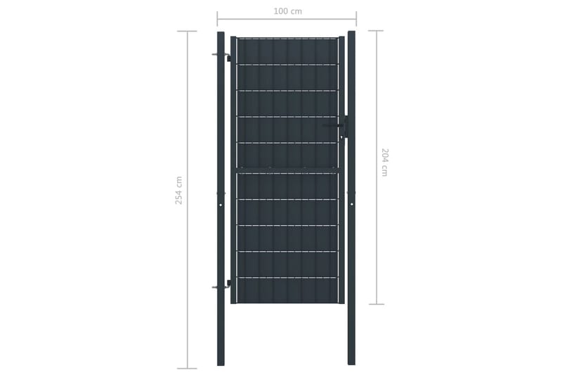 Grind PVC och stål 100x204 cm antracit - Grå - Staket & grindar