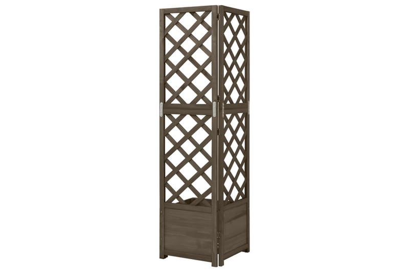 Hörnspaljé med odlingslåda grå 40x40x150 cm massivt granträ - Grå - Utemöbler - Övrigt utemöbler - Tillbehör - Övriga trädgårdstillbehör