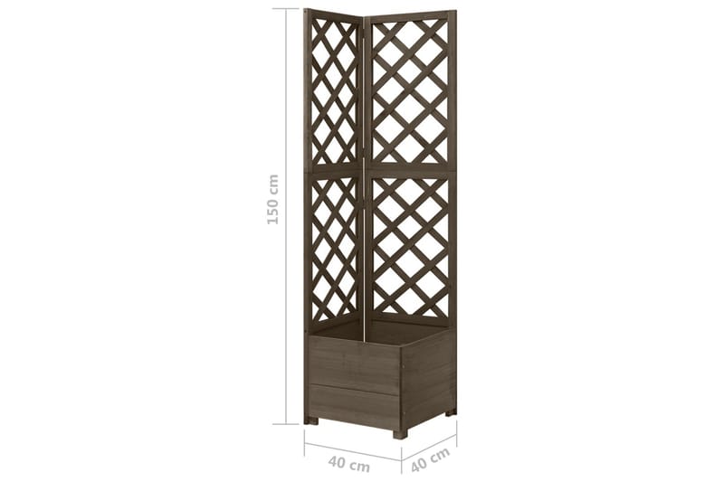 Hörnspaljé med odlingslåda grå 40x40x150 cm massivt granträ - Grå - Utemöbler - Övrigt utemöbler - Tillbehör - Övriga trädgårdstillbehör