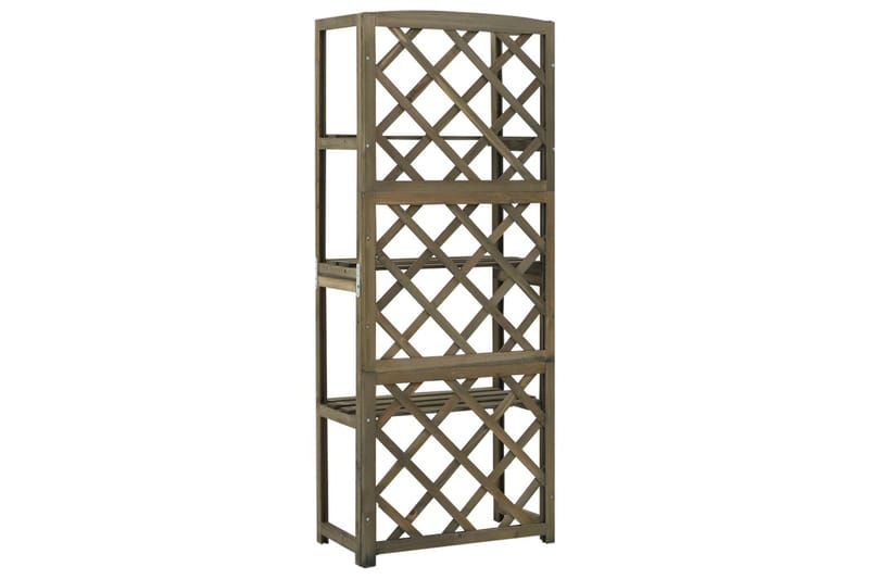 Spaljé med hyllor grå 55x30x140 cm massivt granträ - Grå - Utemöbler - Övrigt utemöbler - Tillbehör - Hylla utomhus