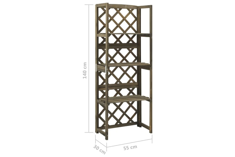 Spaljé med hyllor grå 55x30x140 cm massivt granträ - Grå - Utemöbler - Övrigt utemöbler - Tillbehör - Hylla utomhus