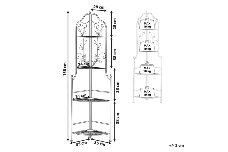 Ternengo Hörnhylla 35x35 cm - Metall/Svart - Utemöbler - Övrigt utemöbler - Tillbehör - Hylla utomhus