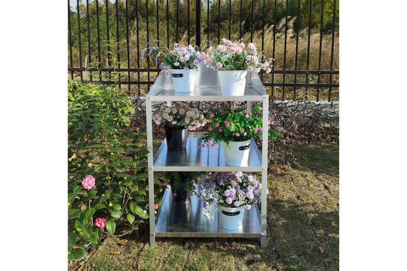 Växthushylla 56x56x92 cm - Silver - Utemöbler - Övrigt utemöbler - Tillbehör - Hylla utomhus