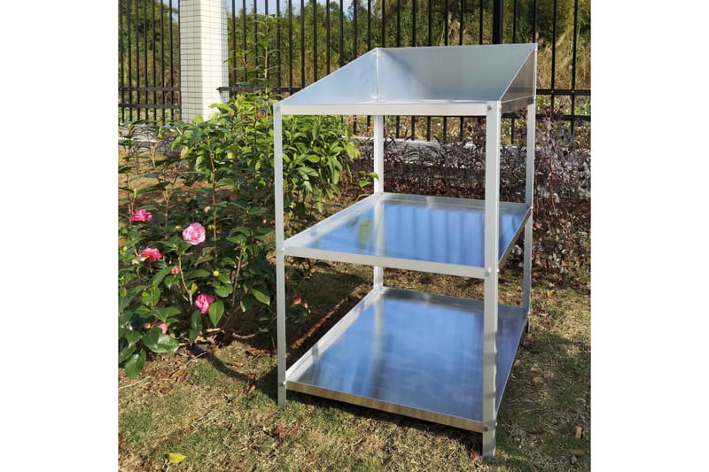 Växthushylla 56x56x92 cm - Silver - Utemöbler - Övrigt utemöbler - Tillbehör - Hylla utomhus