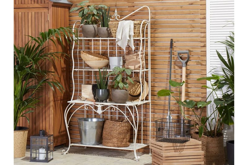 Växthylla 4 hyllor metall ljusbeige PAVONA - Beige - Utemöbler - Övrigt utemöbler - Tillbehör - Hylla utomhus