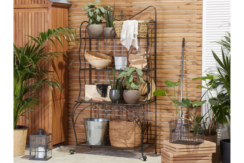Växthylla 4 hyllor metall svart PAVONA - Svart - Utemöbler - Övrigt utemöbler - Tillbehör - Hylla utomhus