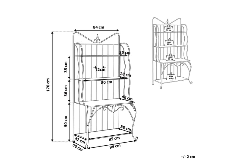 Växthylla 4 hyllor metall svart PAVONA - Svart - Utemöbler - Övrigt utemöbler - Tillbehör - Hylla utomhus